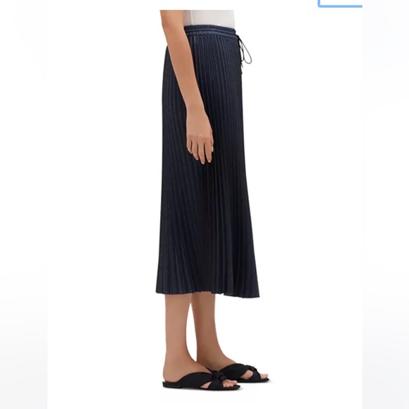 LAFAYETTE 148 NEW YORK GWENDA SKIRT PLEATED FLAIR RETRO BLUE DRAWSTRING WAIST S - Picture 2 of 11